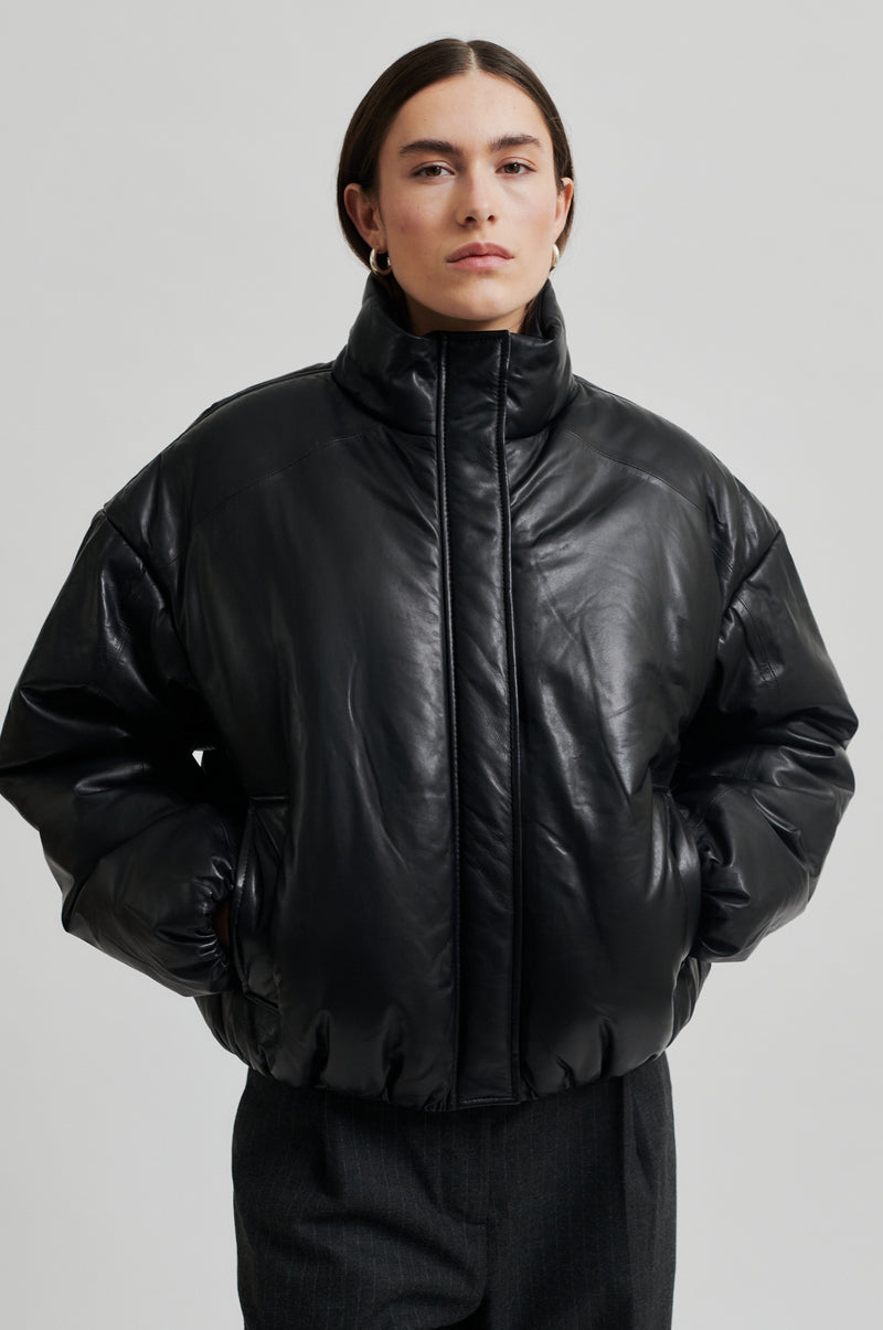 Harlow Leather Bomber Jacket